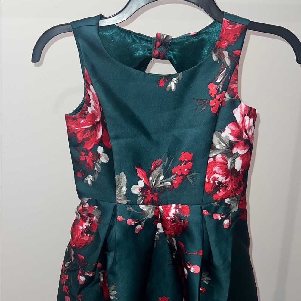 The Children's Place Elegant Green and Red Floral Dress